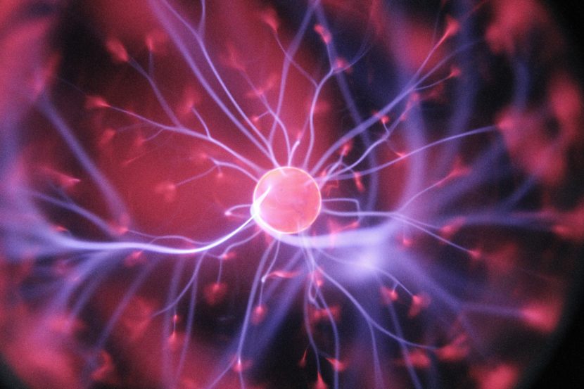 A close up of the inside of an electric ball